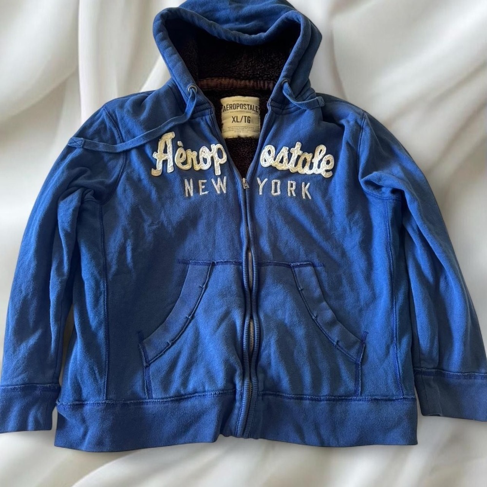 Y2K vintage‎ 2011 Aeropostale blue fur lined zip-up jacket